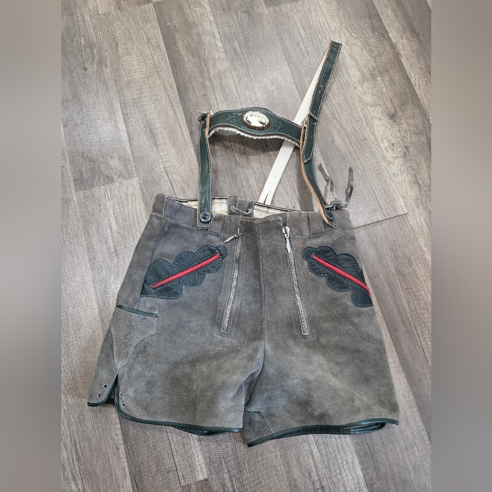 Oktoberfest Lederhosen Leather Shorts Small Bavaria Austria Boho Festivalcore - Picture 8 of 11